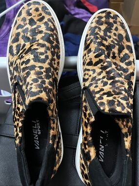 Vaneli Leopard Print Slip-On Sneakers - Black & Brown